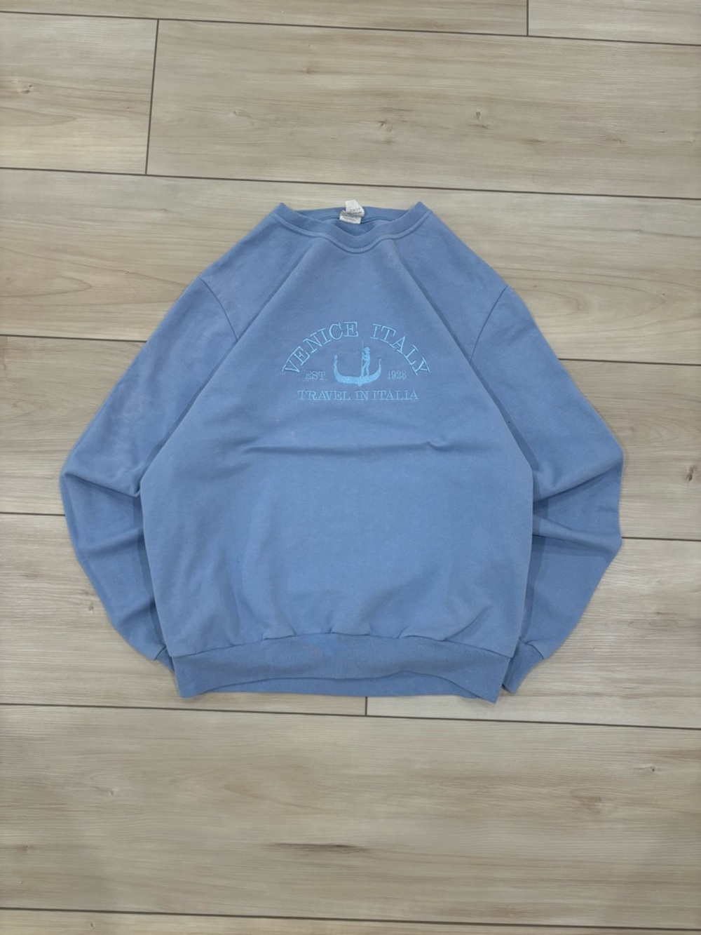 Sublima Vintage Venice Italy Embroidered Logo Crewneck Sweatshirt - Light Blue